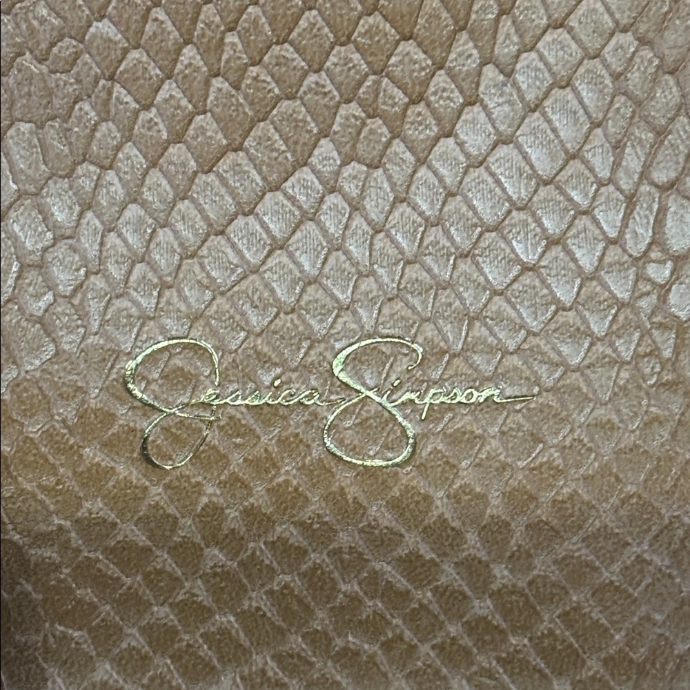 Jessica Simpson Bag Snake Embossed Brandy Hobo Leather Handbag - Picture 3 of 13